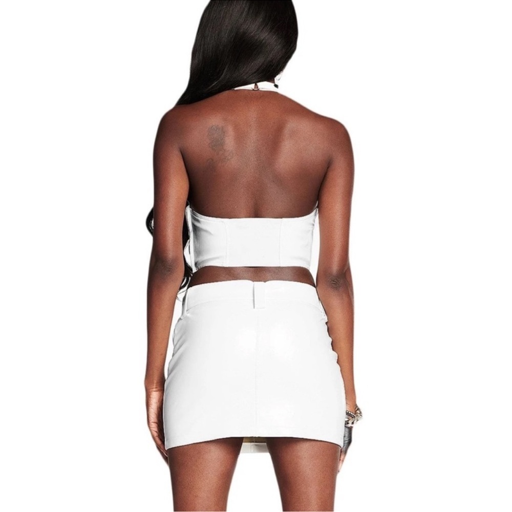 I.AM.GIA Vixra white faux leather corset top backless halter top size M - Picture 2 of 13